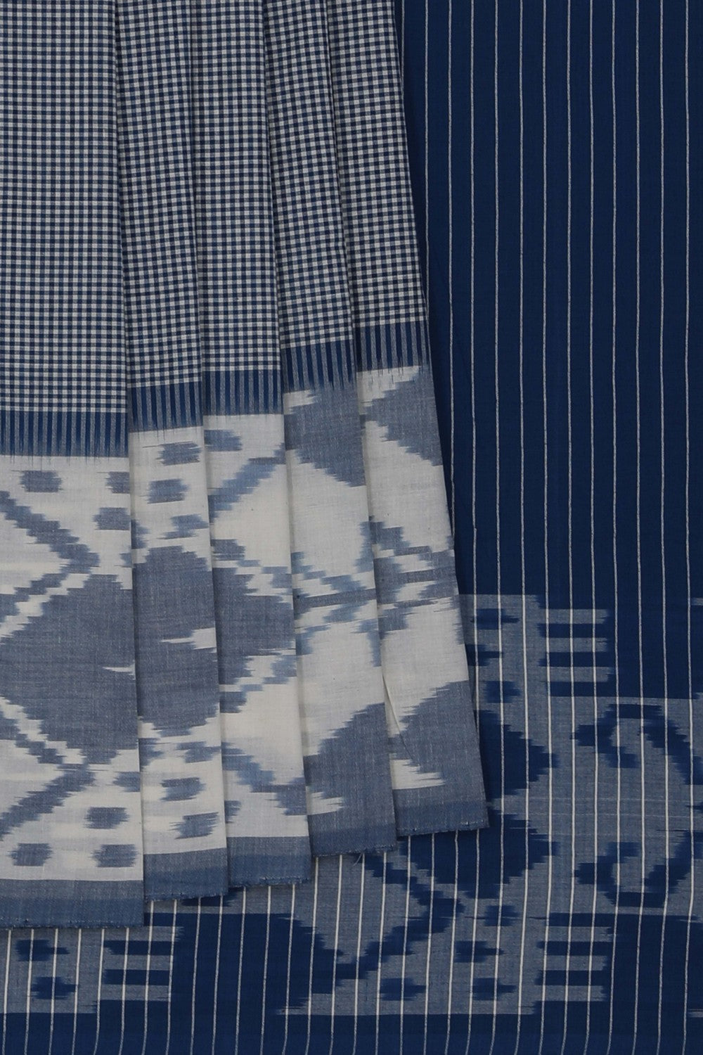 Image of Pochampally Ikat Blue Saree